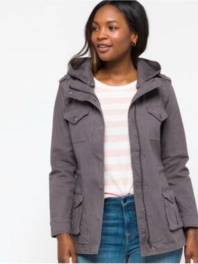 Market & Spruce Kathleen Casual Hooded Utility Jacket - Gray